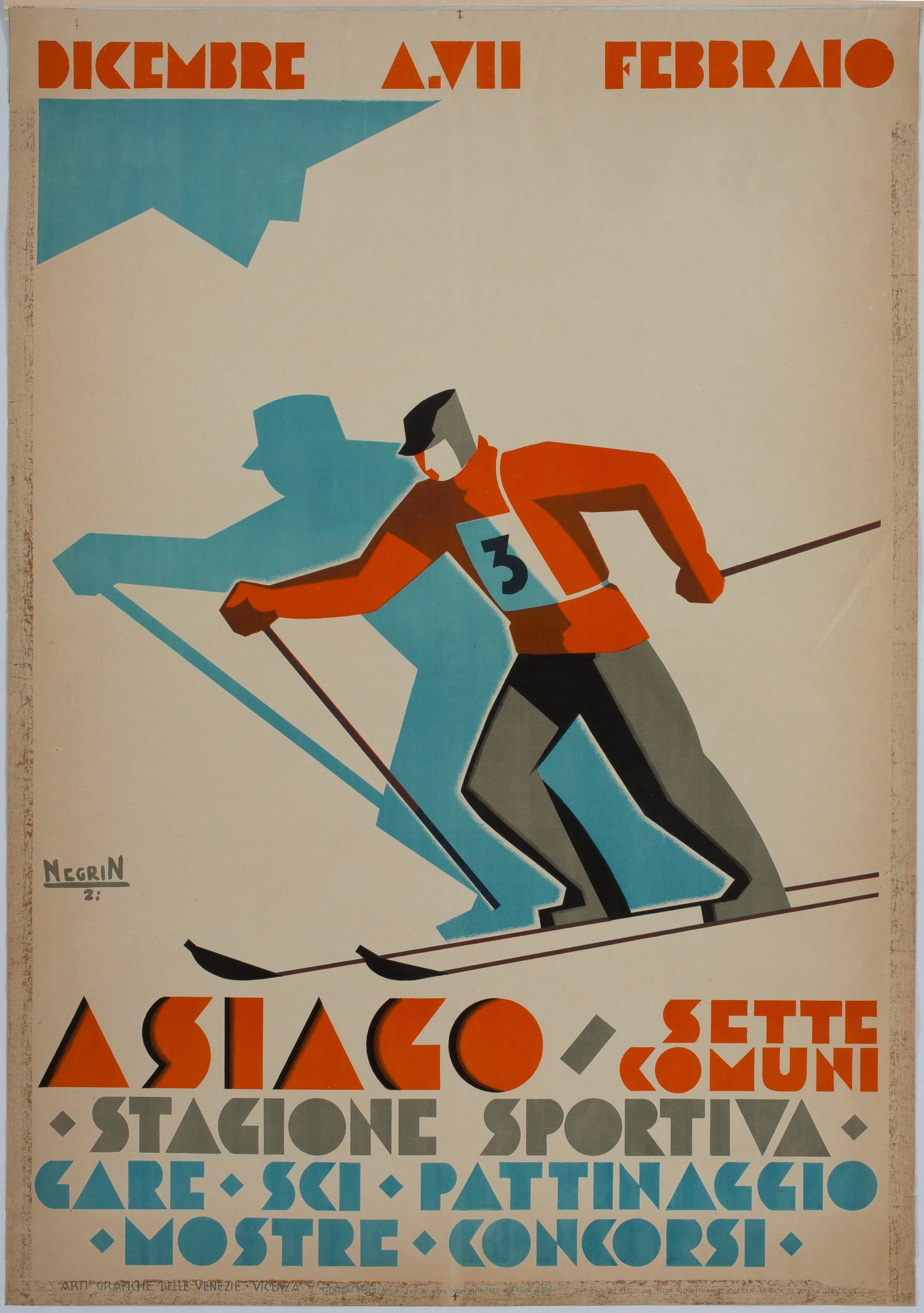 Gino Negrin Caregaro, Asiago, Sette Comuni, Stagione sportiva, 1928