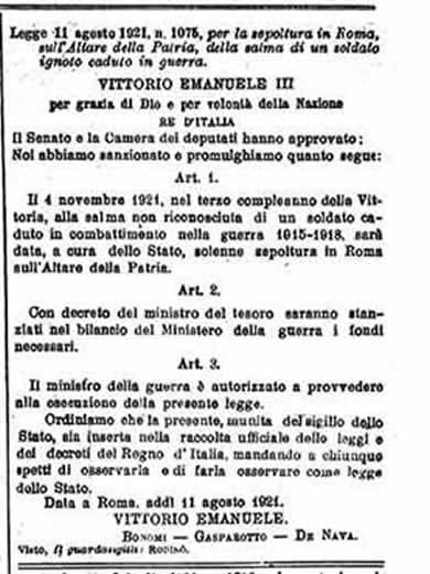 Legge sul milite ignoto
