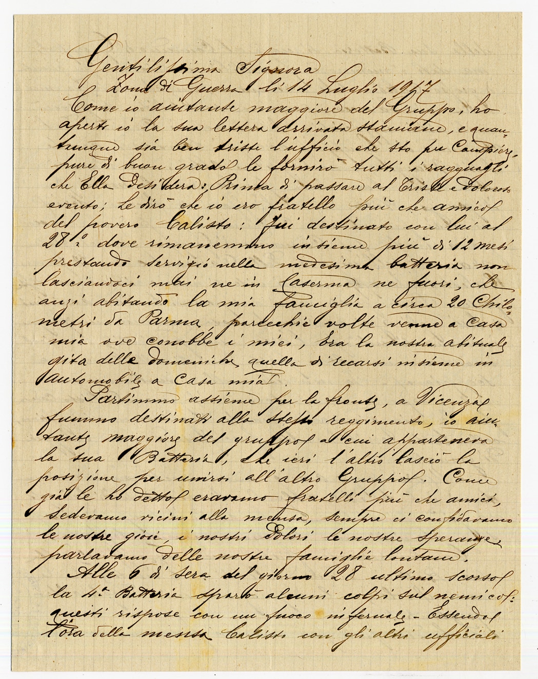 Lettera del tenente G. Rota